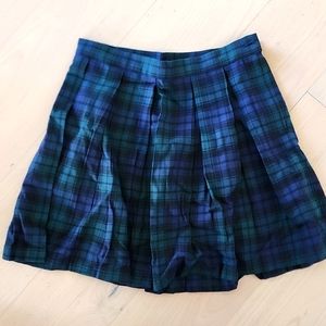 NWT Delias Green and Navy Tartan Plaid Pleated Skirt